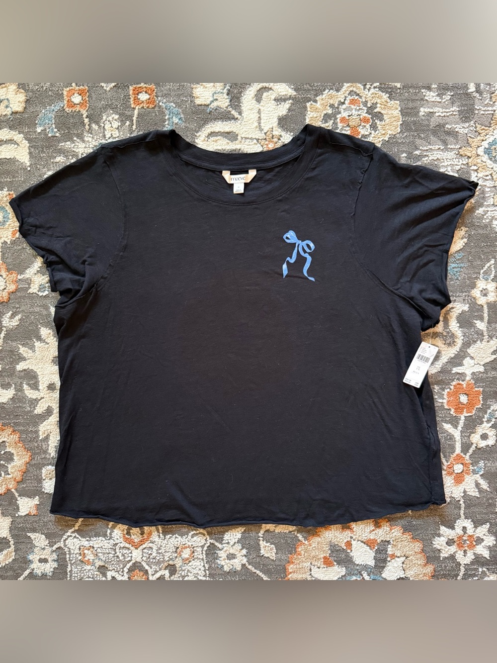 NWT Maeve Anthropology Women’s Black 100% Cotton T-Shirt 1X Plus Notes To Self